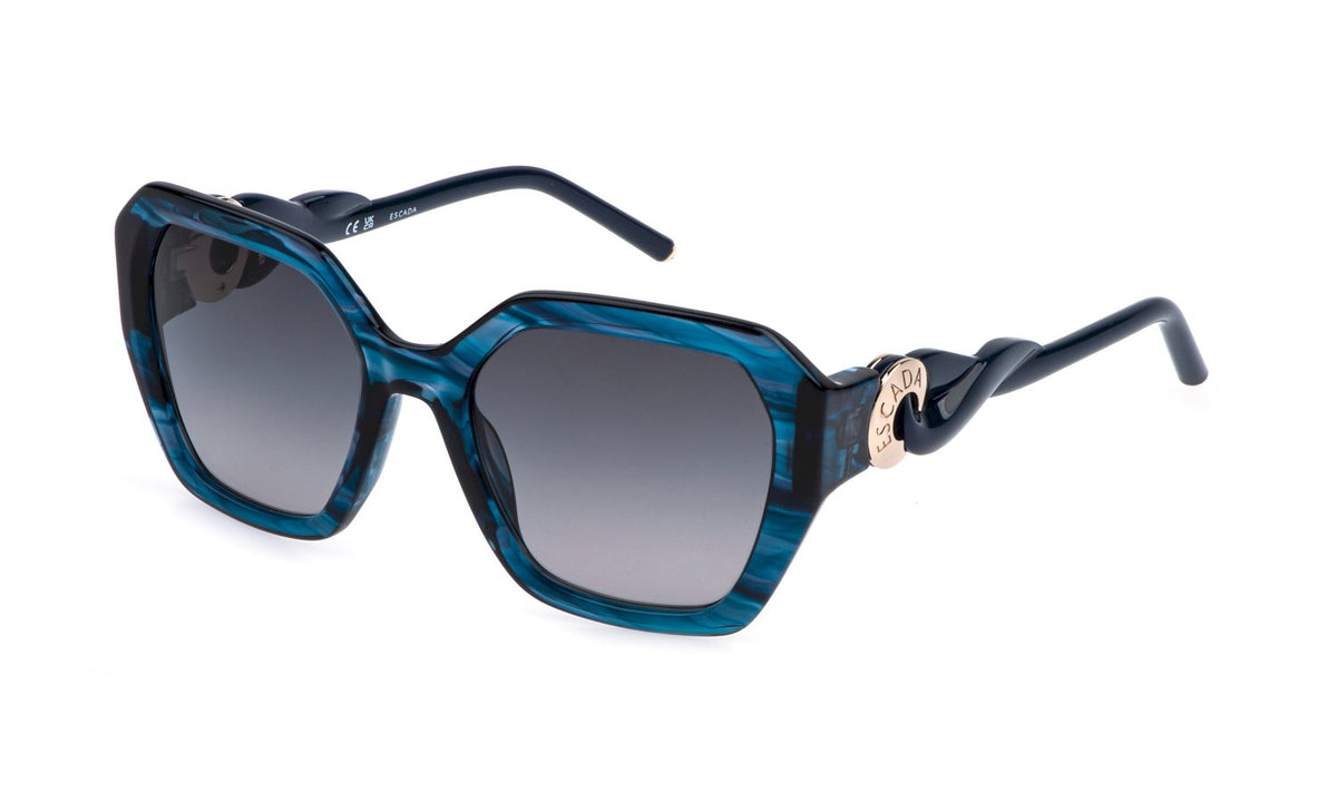 ESCADA - Sesg37 - sunglasses escada - Farbe: 06WR - SHINY STRIPED BLUE - Größe 54