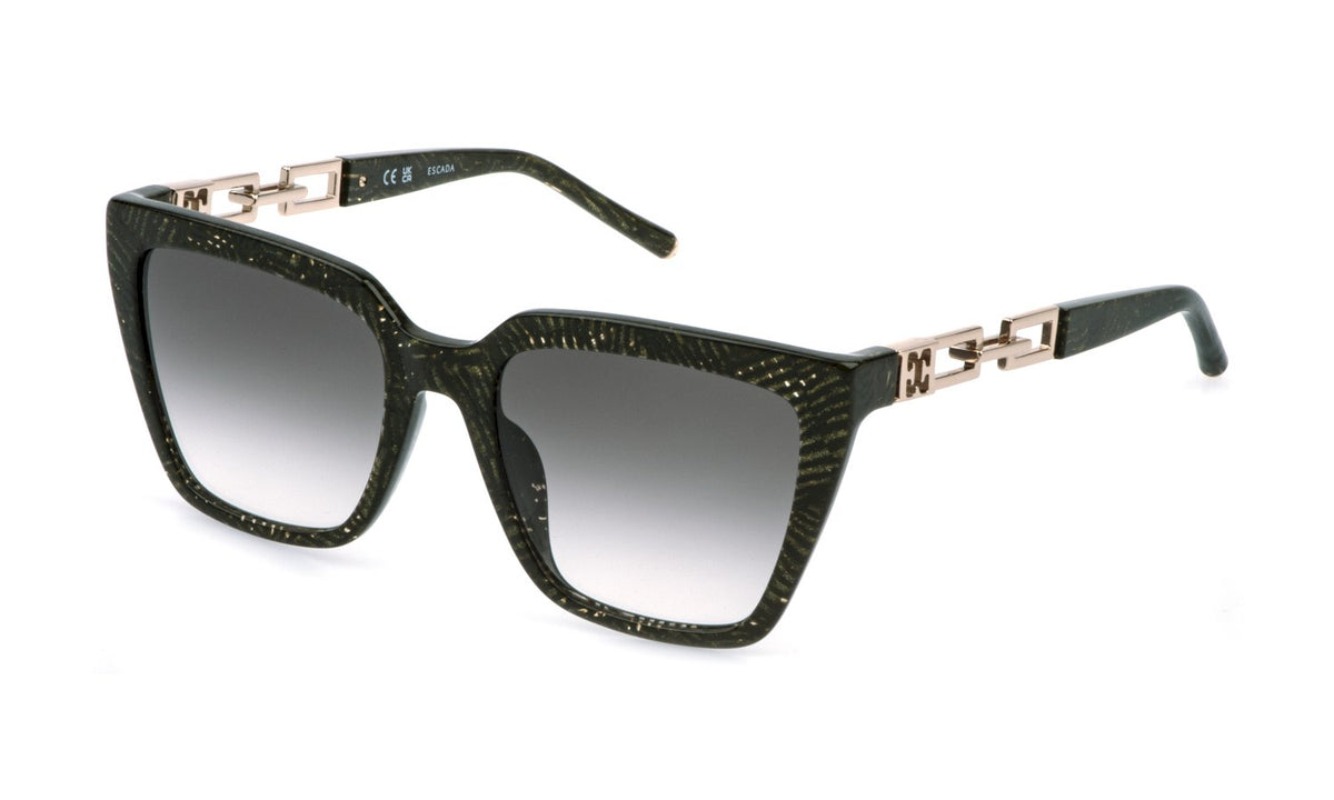 ESCADA - Sesg39 - sunglasses escada - Farbe: 02AQ - SHINY GLITTERY GREEN - Größe 54