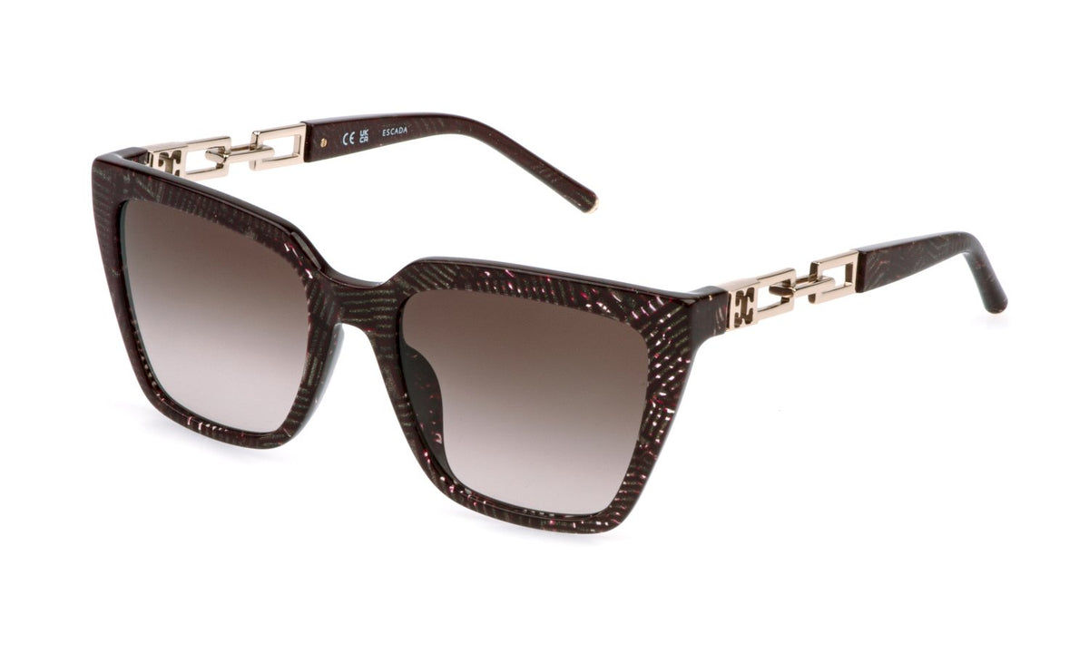 ESCADA - Sesg39 - sunglasses escada - Farbe: 05AG - SHINY GLITTERY RED - Größe 54